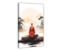 GQKIUYGA The Art of Meditation by Buddhist Monks 2 Canvas Poster Bedroom Decor Landscape Office Room Decor Gift 20x30inch(50x75cm)