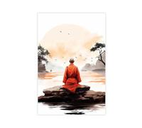 GQKIUYGA The Art of Meditation by Buddhist Monks 2 Canvas Poster Bedroom Decor Landscape Office Room Decor Gift 08x12inch(20x30cm)