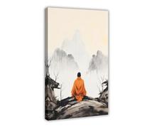 GQKIUYGA The Art of Meditation by Buddhist Monks Canvas Poster Bedroom Decor Landscape Office Room Decor Gift 24x36inch(60x90cm)