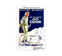 GQKIUYGA Winter Sports Mount Cook Retro Travel Poster Canvas Poster Bedroom Decor Landscape Office Room Decor Gift 24x36inch(60x90cm)