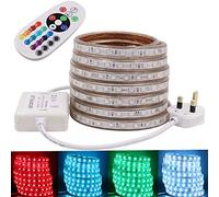 GQL 10m AC 220V RGB LED Strip Lights with Remote Controller, Multi Color Changing 5050 SMD Rope Light Waterproof for Indoor Outside Decoration- 60 LEDs/m