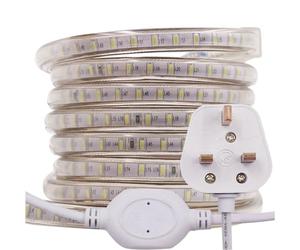 GQL 12m LED Strip AC 220V 240V IP65 Waterproof 3014 SMD 120LEDs/m Commercial Rope Light, Cold White Ribbon for Home Kitchen Cabinets Ceiling Garden Decoration UK Plug