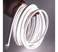 GQL 12V Neon LED Strip Lights, SMD 2835 120leds/m Rope Ribbon (6x12mm) for Indoor Decor Outsize Commercial Decking (2m (with Power Supply), White)