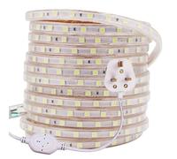 GQL 15m LED Strips Lights White, 220V- 240V Ribbon SMD 5050 60leds/m Rope Lighting, IP65 Waterproof, No Self Adhesive, DIY Home Kitchen Bar Decking Holiday Christmas Indoor Decoration