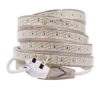 GQL 1m 220V 240V LED Strip, 2835 SMD 276 LEDs/m Rope Light Mains Powered, IP65 Waterproof for Indoor Outdoor Decoration Warm White Ribbon