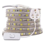 GQL 1m 5050 LED Strip Blue with Switch (80cm Cable), Mains Powered SMD 60LEDs/m Commercial Rope Light, IP65 Waterproof for Indoor/Outside Decoration UK Plug Supply