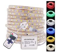 GQL 220V LED Strips Dimmable with Remote, 7m Warm White Light Strip (SMD 5050 60LEDs/m) + 11-Key IR Remote Control + 750W Transformer Power Supply UK Plug