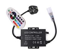 GQL 24-Key IR Remote + 1500W LED Controller UK Plug Power Adapter for 220V RGB LED Strip Neon Light (pin Distance: 11-12mm)