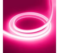 GQL 24m Ultra-Soft Modified Silicone COB Neon Strip Light Pink, 288 LEDs/m, Cut to 50cm, IP65 Waterproof Flexible LED Strip with Switch 220V UK Plug Power Supply