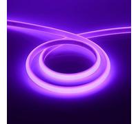 GQL 24m Ultra-Soft Modified Silicone COB Neon Strip Light Purple, 288 LEDs/m, Cut to 50cm, IP65 Waterproof Flexible LED Strip with Switch 220V UK Plug Power Supply