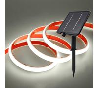 GQL 24V Solar/USB COB LED Strip - IP68 Waterproof 320LEDs/m Dual-Power, 8-Mode for Indoor/Outdoor Lighting (Cold White,0.5m)