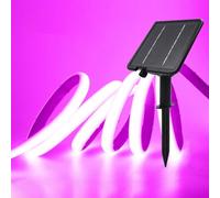 GQL 24V Solar/USB COB LED Strip - IP68 Waterproof 320LEDs/m Dual-Power, 8-Mode for Indoor/Outdoor Lighting (Purple,2m)