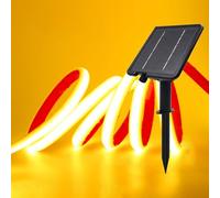 GQL 24V Solar/USB COB LED Strip - IP68 Waterproof 320LEDs/m Dual-Power, 8-Mode for Indoor/Outdoor Lighting (Yellow,2m)