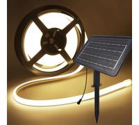 GQL 24V Solar/USB COB Neon Flex Light - Dual-Surface Glow (Front+Edge) LED Strip, IP67 320LEDs/m for Decor Indoor/Outdoor Decor (Natural White,7m)