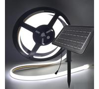 GQL 24V Solar/USB COB Neon Flex Light - Dual-Surface Glow (Front+Edge) LED Strip, IP67 320LEDs/m for Decor Indoor/Outdoor Decor (Cold White,9m)