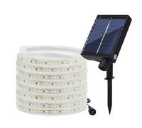GQL 24V Solar/USB LED Strip Lights - IP67 Waterproof 2835 FPC 120LEDs/m, 8-Mode Controller for Indoor Outdoor Decoration (Natural White,2m)