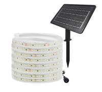 GQL 24V Solar/USB LED Strip Lights - IP67 Waterproof 2835 FPC 120LEDs/m, 8-Mode Controller for Indoor Outdoor Decoration (Cold White,6m)