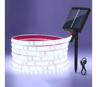 GQL 24V Solar/USB LED Strip Lights - IP68 Waterproof 2835 SMD 120LEDs/m, 8-Mode Controller for Indoor Outdoor Decoration (Cold White,0.5m)