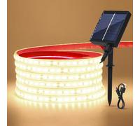 GQL 24V Solar/USB LED Strip Lights - IP68 Waterproof 2835 SMD 120LEDs/m, 8-Mode Controller for Indoor Outdoor Decoration (Natural White,1m)