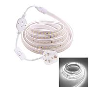 GQL 25m Mains 2835 LED Strip with Switch, 120 LEDs/m White Light Ribbon, IP65 Waterproof for Home Indoor Decor Outdoor Decking