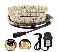 GQL 2m 12V LED Strip with Power Supply Plug, Self-Adhesive 5630 SMD 120 LEDs/m Tape, Indoor Kitchen Cabinet TV Backlight Low Voltage Warm White Ribbon Lighting
