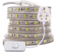 GQL 2m 5050 LED Strip Red with Switch (80cm Cable), Mains Powered SMD 60LEDs/m Commercial Rope Light, IP65 Waterproof for Indoor/Outside Decoration UK Plug Supply