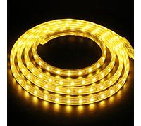 GQL 2m LED Strips Lights Yellow, 220V- 240V Ribbon SMD 5050 60leds/m Rope Lighting, IP65 Waterproof, No Self Adhesive, DIY Home Kitchen Bar Decking Holiday Christmas Indoor Decoration