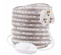 GQL 3m Dimmable LED Strip Mains Powered, Yellow SMD 5050 60leds/m IP65 Waterproof Commercial Rope Light with UK Plug, DIY Indoor Outside Decor Ribbon Lighting
