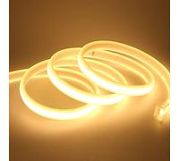 GQL 3m Flexible COB Neon Strip Light, Warm White, 288 LEDs/m, Cut to 50cm, IP65 Waterproof Rope Light with 220V UK Plug Power Supply