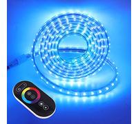 GQL 5050 RGB LED Strip + RF Touch Remote Control Kit, IP65 Waterproof, 120 LEDs/m Rope Light Riboon for Indoor Outside Home Commercial Christmas Decor UK Mains Powered (120LEDs/m, 20m)