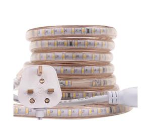 GQL 6m LED Strip AC 220V 240V IP65 Waterproof 3014 SMD 120LEDs/m Commercial Rope Light, Warm White Ribbon for Home Kitchen Cabinets Ceiling Garden Decoration UK Plug