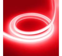 GQL 6m Ultra-Soft Modified Silicone COB Neon Strip Light Red, 288 LEDs/m, Cut to 50cm, IP65 Waterproof Flexible LED Strip with Switch 220V UK Plug Power Supply