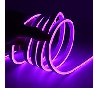 GQL Coloured 5m Packaged 12V Neon LED Strip Lights with Power Supply, SMD 2835 120leds/m Rope Ribbon (6x12mm) for Indoor Decor Outdoor Commercial Decking (Purple)