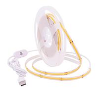 GQL Dimmable COB LED Strip with White Dimmer Switch, 5V USB Flexible Light Ribbon, Self-Adhesive Tape for Indoor Home Commercial Cupboard TV Backlight (Cold White, 1m)