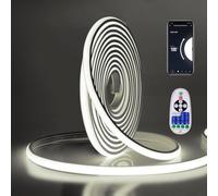 GQL Dimmable Flexible Silicone COB Neon Light, 288 LEDs/m, IP65 Waterproof LED Strip 220V with 23-Key IR Remote WiFi Contorller Tuya APP Work with Alex Google Assistant (20m, Cold White)