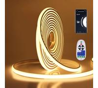 GQL Dimmable Flexible Silicone COB Neon Light, 288 LEDs/m, IP65 Waterproof LED Strip 220V with 23-Key IR Remote WiFi Contorller Tuya APP Work with Alex Google Assistant (6m, Warm White)