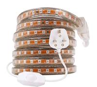 GQL Dimmable SMD 2835 LED Strip, 10m Blue Mains Voltage IP65 Waterproof Rope Lights + UK Plug Power Cable with Dimmer