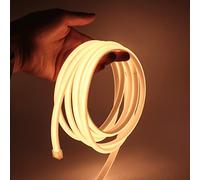 GQL Flexible COB Neon Light Strip, 220V LED Strip 288 LEDs/m, Cut to 50cm, IP65 Waterproof Modified Silica Gel Rope Light with UK Plug Power Supply (10m, Warm White)