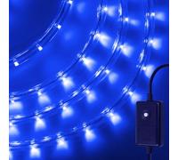 GQL Flexible LED Round Strip Lights with Manual Controller, 220V UK Plug-in, 8 Lighting Modes, IP67 Waterproof Rope Light for Outdoor Garden Wedding Party Decor (50m, Blue)
