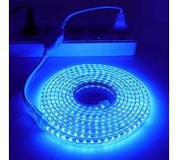 GQL Mains Powered LED Strip Blue, 5m Flexible SMD 2835 LED Rope Light Ribbon for Home Commercial Decoration, Ceiling/Kitchen/Cupboard/Corridor/Garden Lighting