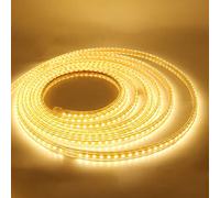 GQL Mains Powered LED Strip Warm White, 5m Flexible SMD 2835 LED Rope Light Ribbon for Home Commercial Decoration, Ceiling/Kitchen/Cupboard/Corridor/Garden Lighting