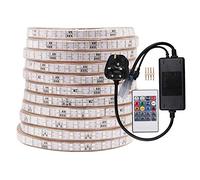 GQL Mains RGB LED Strip Lights with Remote Controller, IP65 Waterproof, AC 240V 5050 SMD Flexible Rope Light for Indoor Outside Party Christmas Decoration (120 LEDs/m, 1m)