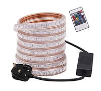 GQL Mains RGB LED Strip Lights with Remote Controller, IP65 Waterproof, AC 240V 5050 SMD Flexible Rope Light for Indoor Outside Party Christmas Decoration (60 LEDs/m, 1m)