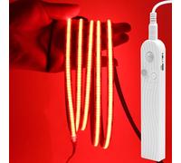 GQL Motion Sensor COB LED Strip Lights - PIR 5V Battery or USB Powered, Self-Adhesive for Closet Wardrobes Cabinets Stairs (Red, 5m)