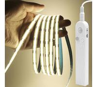 GQL Motion Sensor COB LED Strip Lights - PIR 5V Battery or USB Powered, Self-Adhesive for Closet Wardrobes Cabinets Stairs (Natural White, 2m)