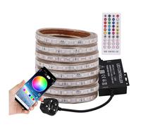 GQL Music Sync & Bluetooth Controller LED Strip Kit, 100m SMD 5050 RGB 120LEDs/m Rope Lights + 40 Keys Dimmable Remote, IP65 Waterproof for Indoor Outdoor Commercial Decor