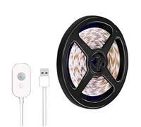 GQL PIR Motion Sensor LED Strip Light USB Powered for Bedroom Under Cabinet Closet Stairs Wardrobe Night Light- Warm White (5m 300LEDs)