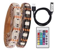 GQL RGB LED Strip Lights with Remote, 5V 5050 30LEDs/m Ribbon Self Adhesive Tape, USB Powered TV Backlighting Home Decor (Black PCB, 1m (Not-Waterproof))