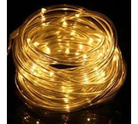 GQL Solar Powered LED Rope Lights Waterproof Lawn Garden Outdoor Patio Decking Strip Light (10m (100LEDs) + 2m Lead Cable, Yellow)