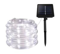 GQL Solar Powered LED Rope Lights Waterproof Lawn Garden Outdoor Patio Decking Strip Light (10m (100LEDs) + 2m Lead Cable, White)